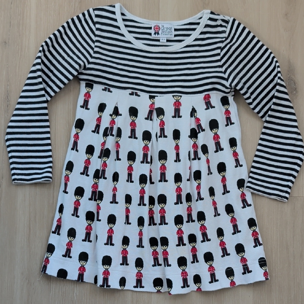 Toddler Black White Stripe Red British King's Guard Dress 3-4Y